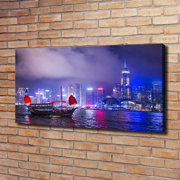 Bild auf leinwand Hongkong bei Nacht