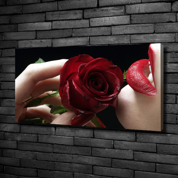 Wandbild Frau mit einer Rose