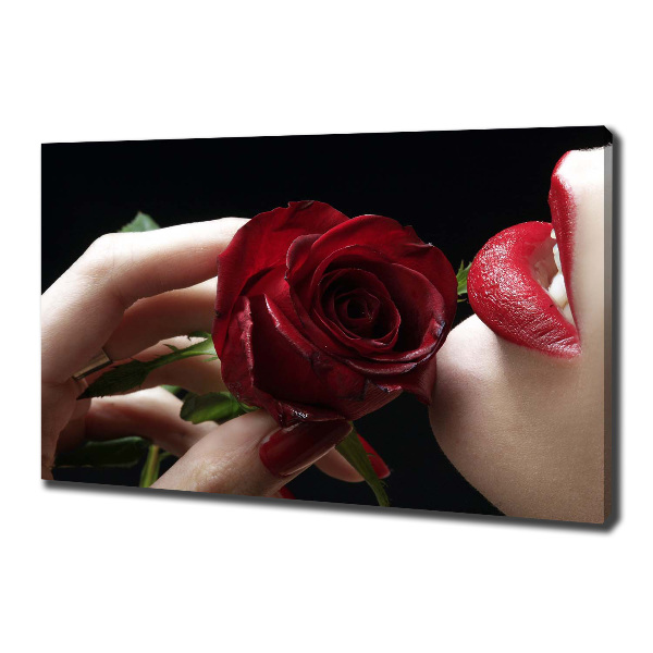 Wandbild Frau mit einer Rose