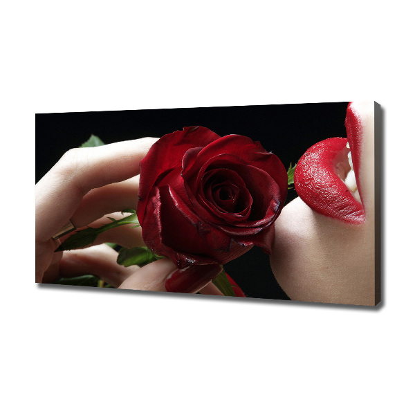 Wandbild Frau mit einer Rose