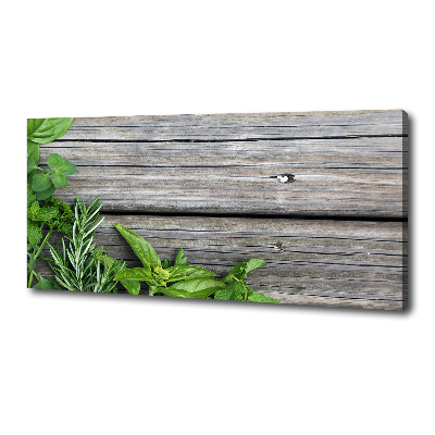 Fotobild Hintergrund aus Holz mit Kräutern