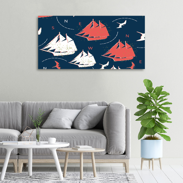 Wandbild Schiffe Seevögel