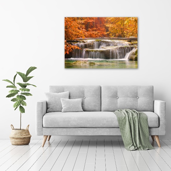Bild auf leinwand Wasserfall im Herbst