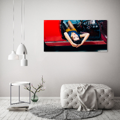 Bild auf leinwand Frau im Auto