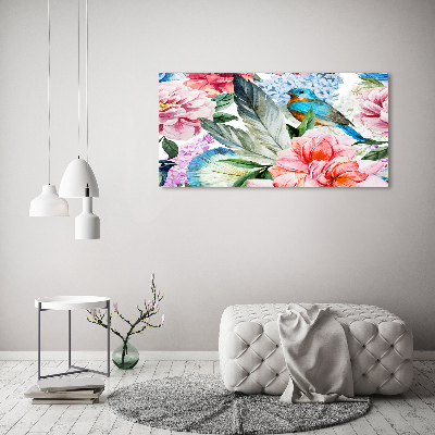 Bild auf leinwand Blumen und Vögel