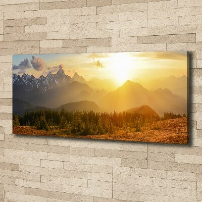 Bild auf leinwand Sonnenuntergang in den Bergen