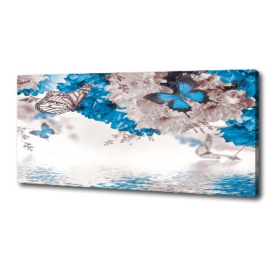 Wandbild Blumen und Schmetterlinge