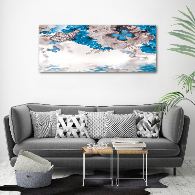 Wandbild Blumen und Schmetterlinge