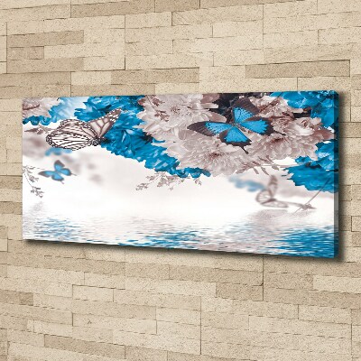 Wandbild Blumen und Schmetterlinge