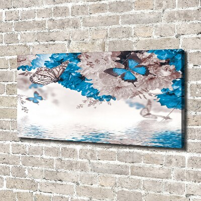 Wandbild Blumen und Schmetterlinge