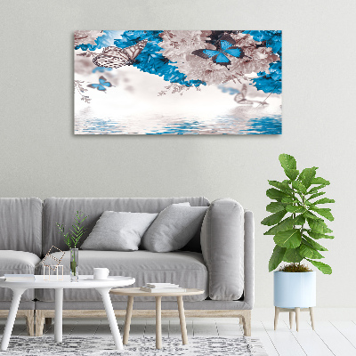 Wandbild Blumen und Schmetterlinge