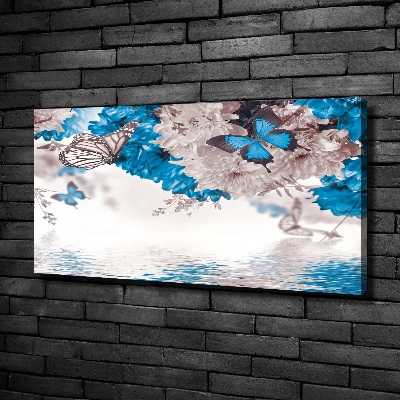 Wandbild Blumen und Schmetterlinge