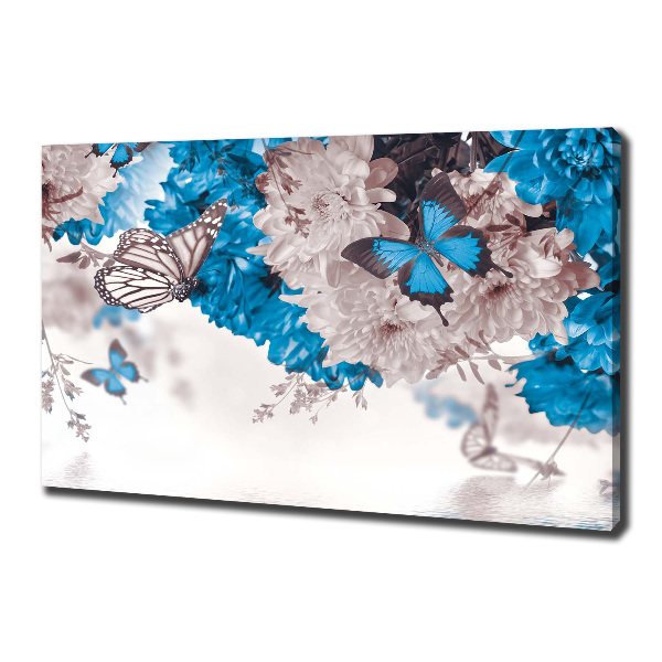 Wandbild Blumen und Schmetterlinge