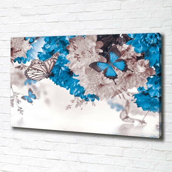 Wandbild Blumen und Schmetterlinge
