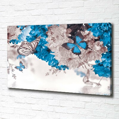 Wandbild Blumen und Schmetterlinge
