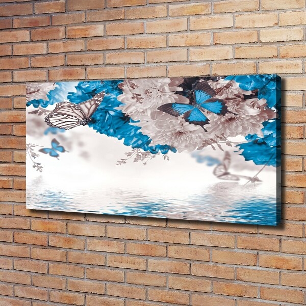 Wandbild Blumen und Schmetterlinge