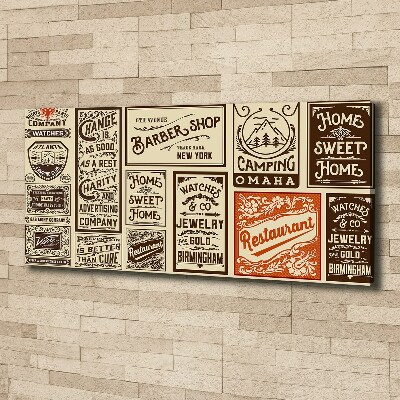 Wandbild Werbung und Etiketten