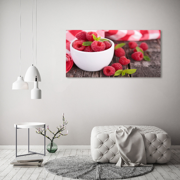 Bild auf leinwand Himbeeren in einer Schüssel