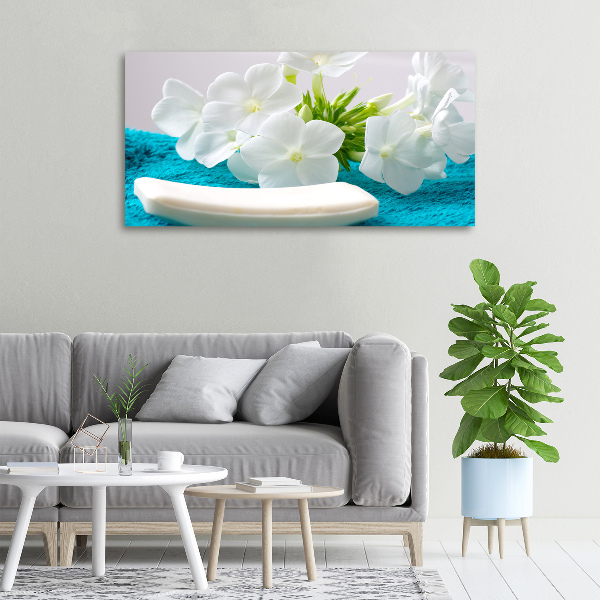 Wandbild Weiße Spa-Blumen