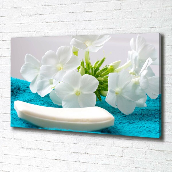 Wandbild Weiße Spa-Blumen