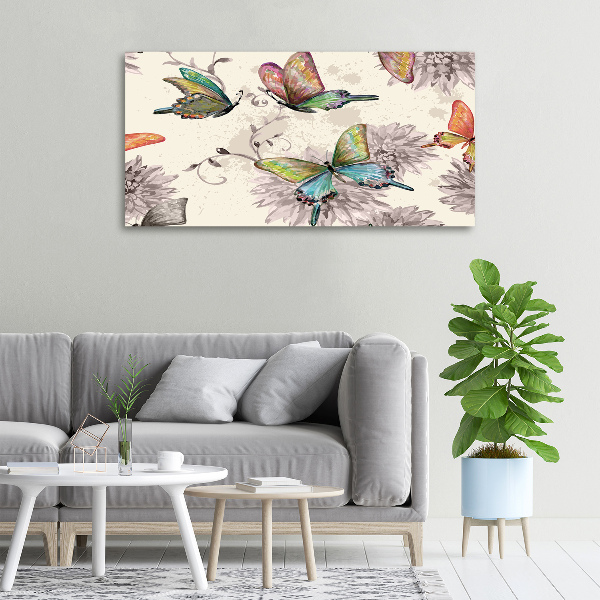 Bild auf leinwand Schmetterlinge und Blumen