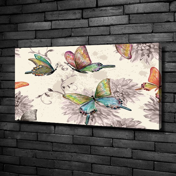 Bild auf leinwand Schmetterlinge und Blumen