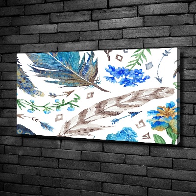 Bild auf leinwand Federn und Blumen