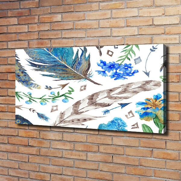Bild auf leinwand Federn und Blumen
