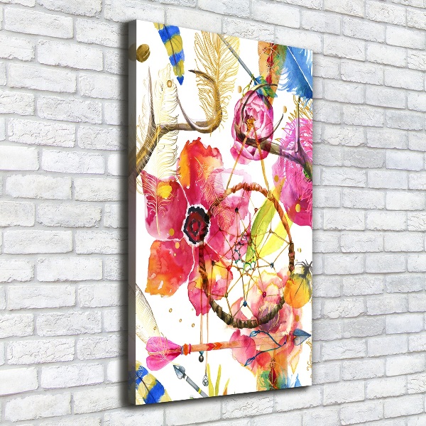 Wandbild vertikales Blumen im Boho-Stil