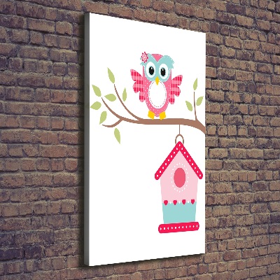 Foto leinwand vertikales Eule auf einem Ast