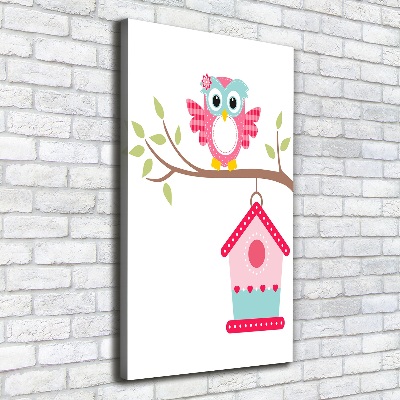 Foto leinwand vertikales Eule auf einem Ast