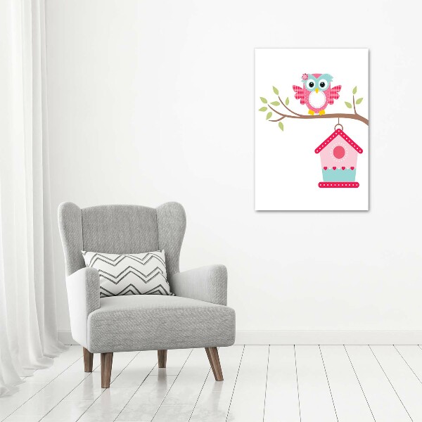 Foto leinwand vertikales Eule auf einem Ast