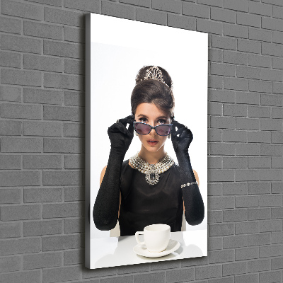 Foto auf leinwand vertikales Frau mit Brille