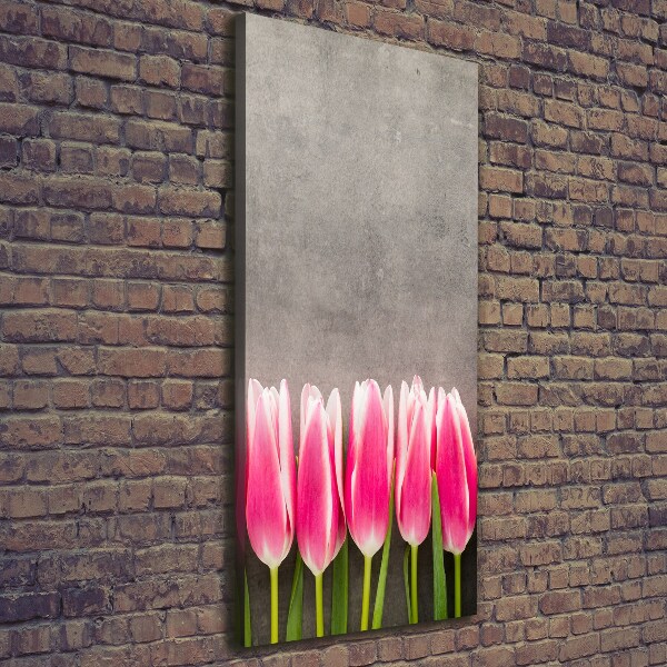 Foto leinwand vertikales Rosa Tulpen