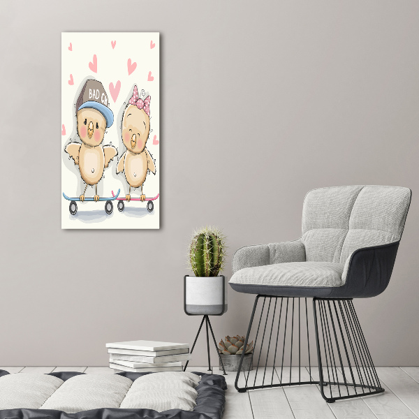 Foto auf leinwand vertikales Skateboard-Hühner