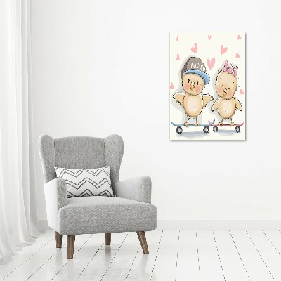 Foto auf leinwand vertikales Skateboard-Hühner