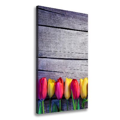 Foto auf leinwand vertikales Bunte Tulpen