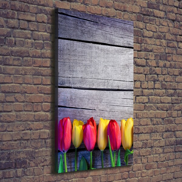 Foto auf leinwand vertikales Bunte Tulpen