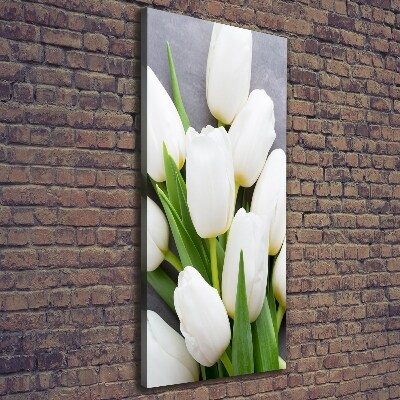 Foto leinwand vertikales Weiße Tulpen