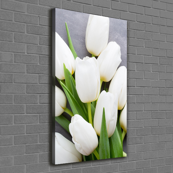 Foto leinwand vertikales Weiße Tulpen