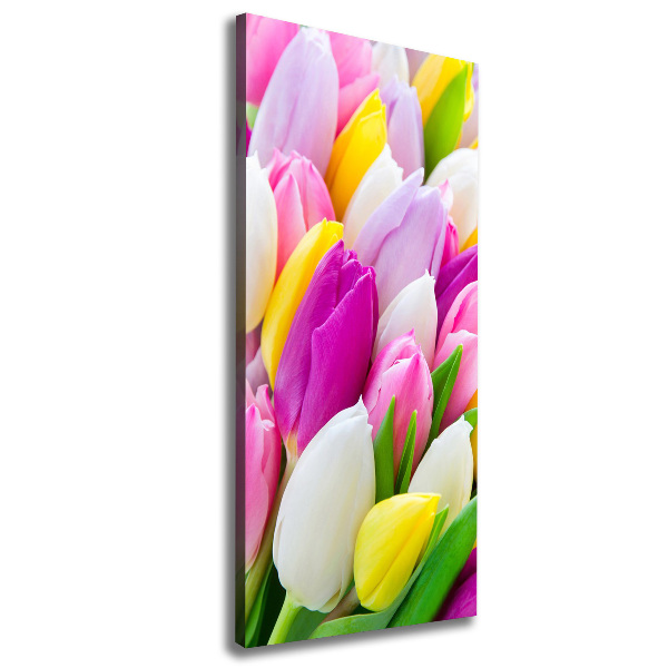 Wandbild vertikales Bunte Tulpen