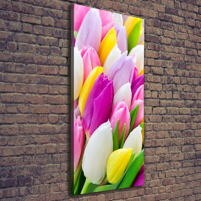 Wandbild vertikales Bunte Tulpen