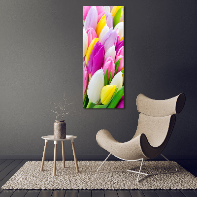 Wandbild vertikales Bunte Tulpen
