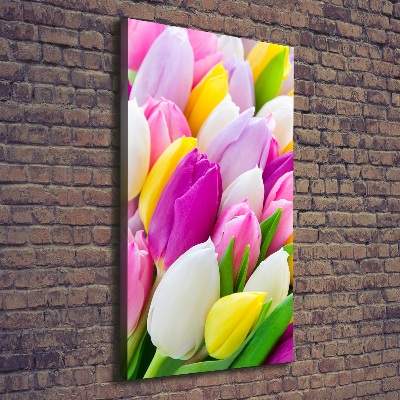 Wandbild vertikales Bunte Tulpen