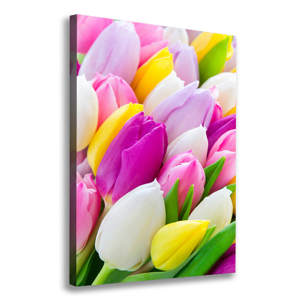 Wandbild vertikales Bunte Tulpen