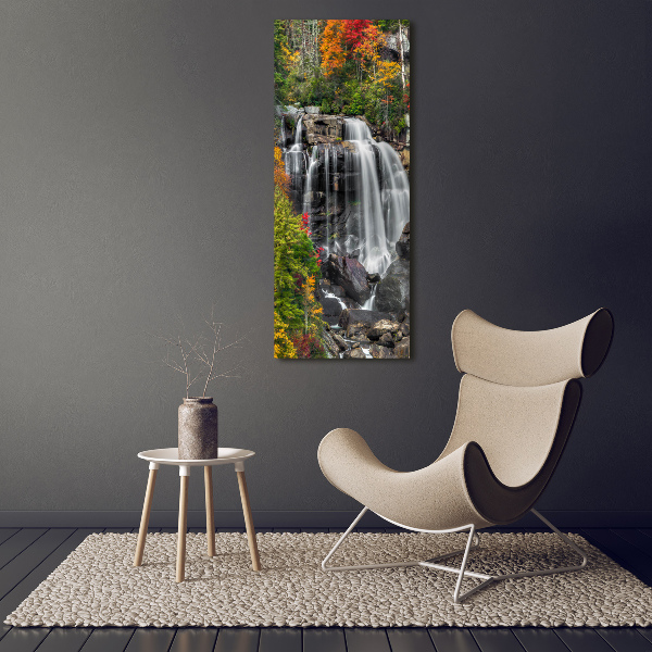 Wandbild vertikales Wasserfall im Herbst