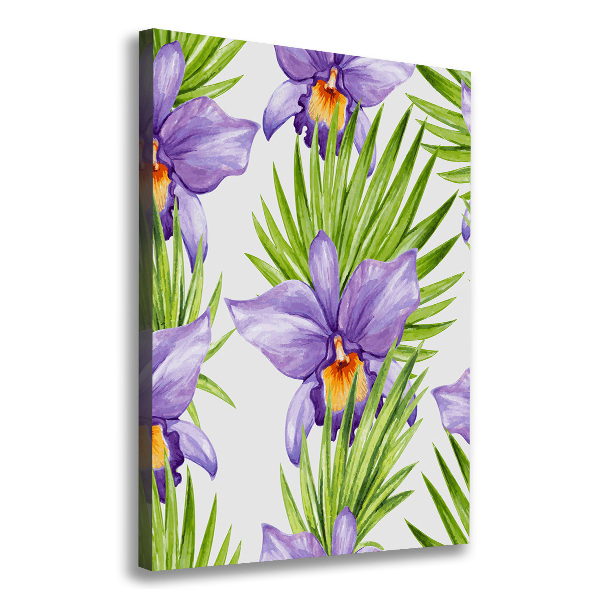 Foto leinwand vertikales Orchideen und Palmen