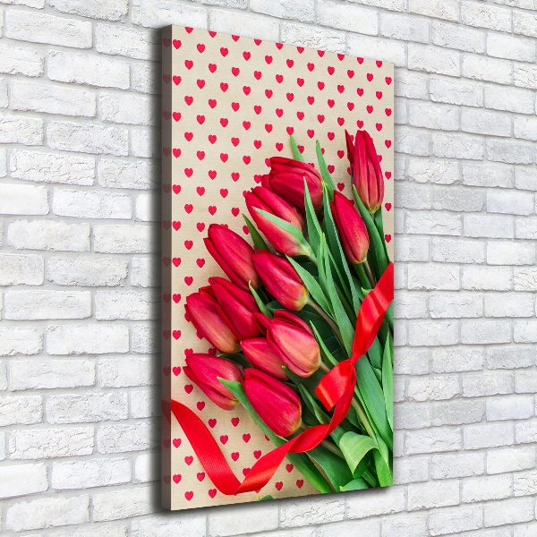 Foto auf leinwand vertikales Rote Tulpen