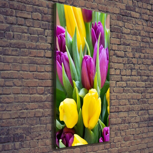 Foto auf leinwand vertikales Bunte Tulpen