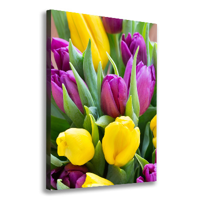 Foto auf leinwand vertikales Bunte Tulpen